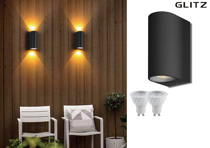 Glitz Wallies ll PC LED Exterior Up & Down Wall Light