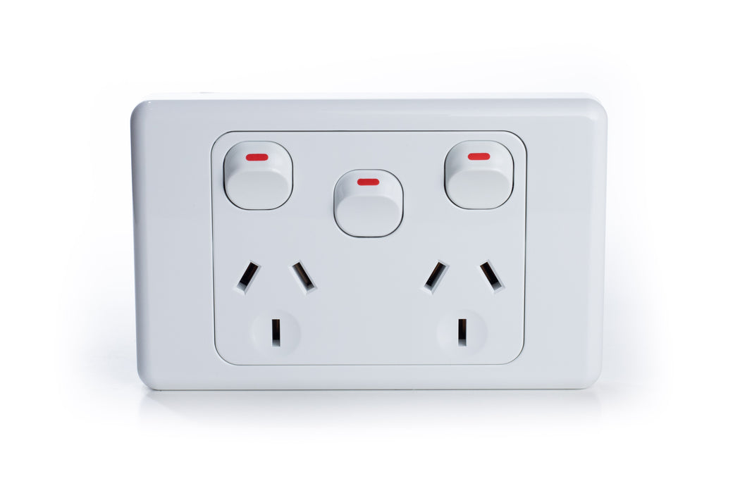Ora Evander 10A Double Power Point & Extra Switch
