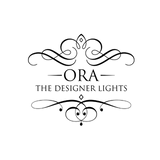 Logo of Ora The Designer Lights with decorative elements on a white background